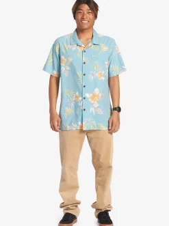 Quiksilver Shirts & Polos|Tropical Floral Short Sleeve Woven Shirt Reef Waters Tropical Floral Ss