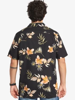 Quiksilver Shirts & Polos|Tropical Floral Short Sleeve Woven Shirt Black Tropical Floral Ss