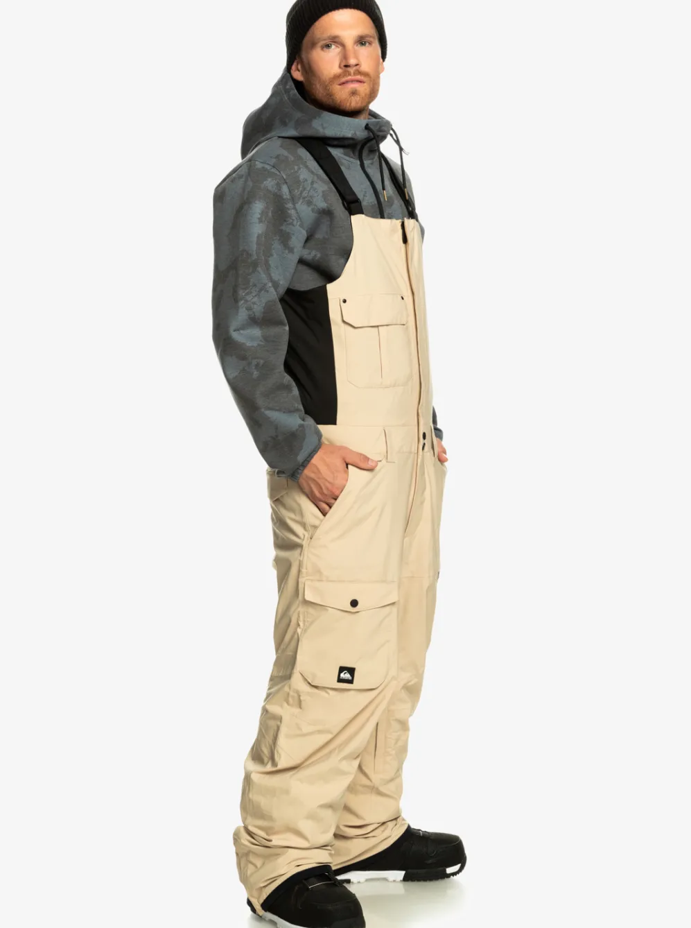 Quiksilver Snow Pants|Utility Technical Snow Bib Pants Pale Khaki