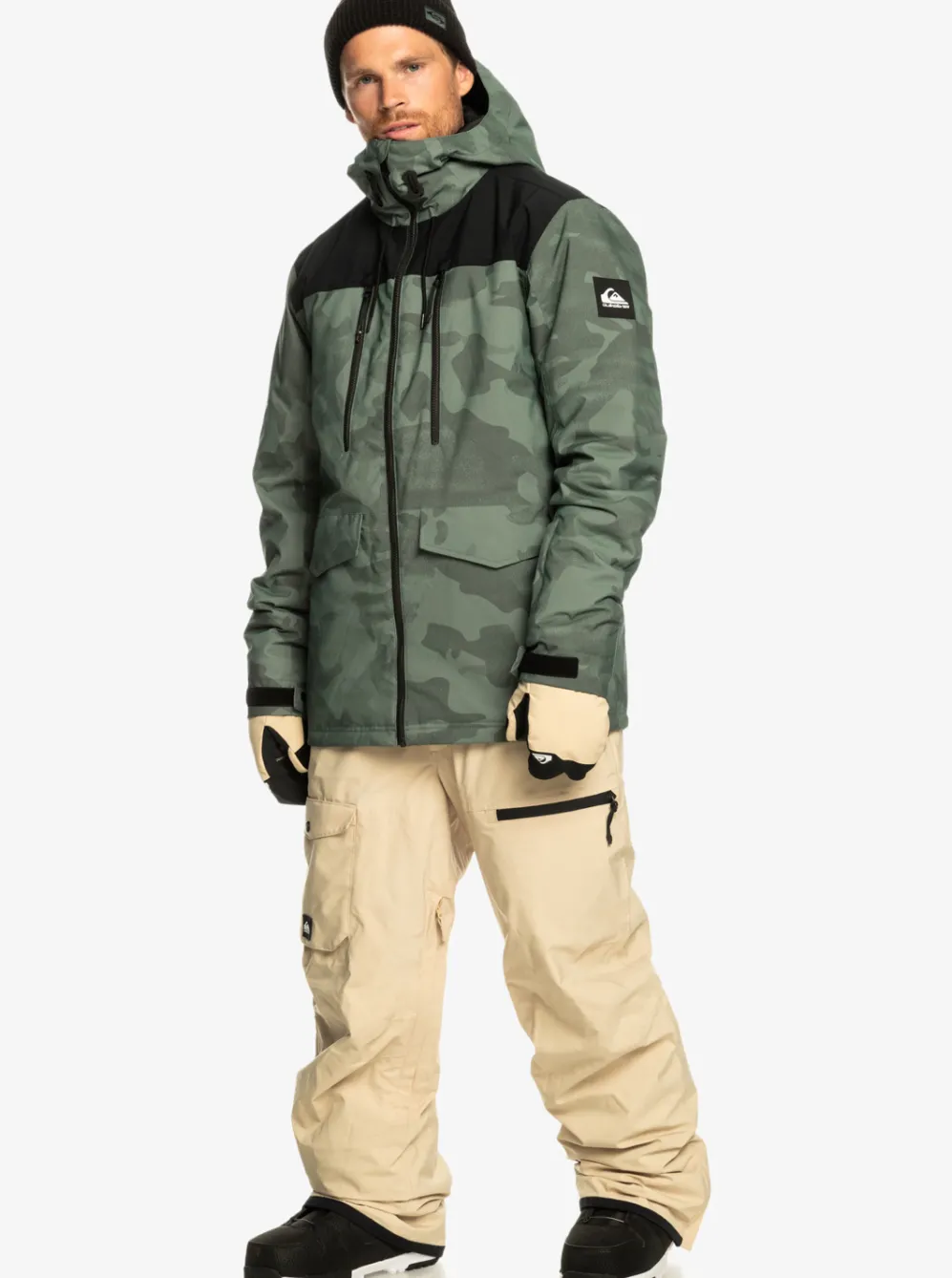 Quiksilver Snow Pants|Utility Technical Snow Bib Pants Pale Khaki