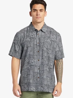Quiksilver Shirts & Polos|Waterman Amazed Palm Woven Shirt Black Amazed Palm