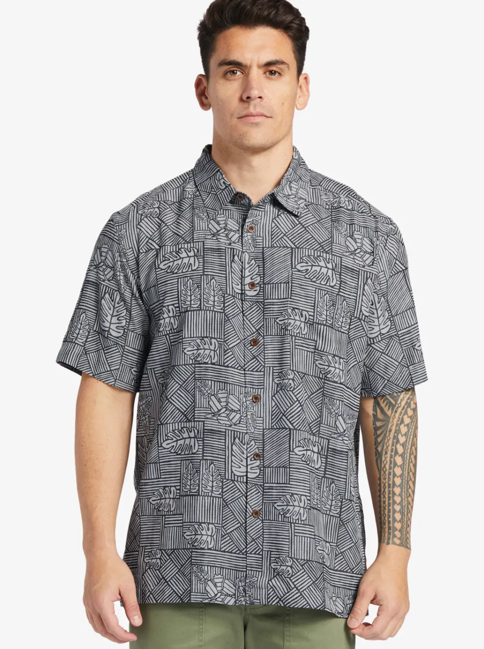 Quiksilver Shirts & Polos|Waterman Amazed Palm Woven Shirt Black Amazed Palm