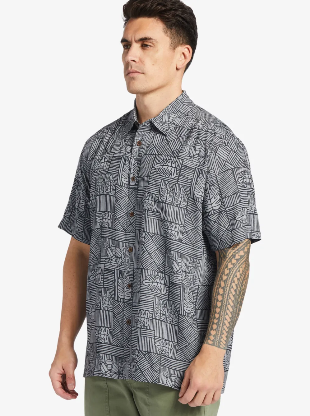 Quiksilver Shirts & Polos|Waterman Amazed Palm Woven Shirt Black Amazed Palm