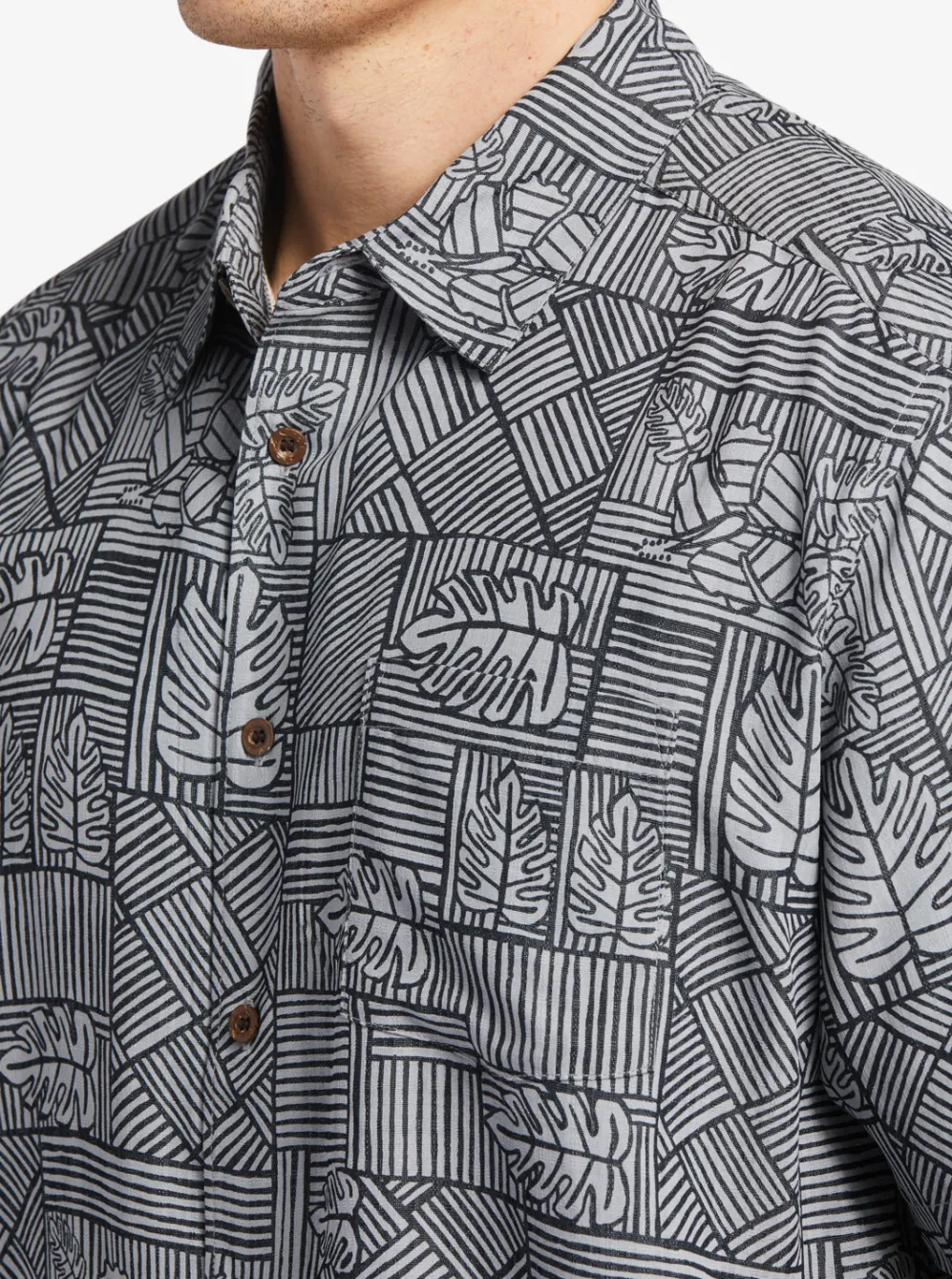 Quiksilver Shirts & Polos|Waterman Amazed Palm Woven Shirt Black Amazed Palm