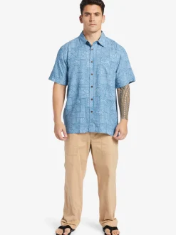 Quiksilver Shirts & Polos|Waterman Amazed Palm Woven Shirt Seaport Amazed Palm