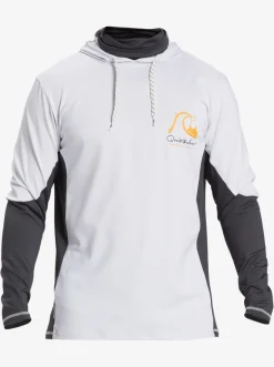 Quiksilver Rashguards|Waterman Angler Hooded Upf 50 Long Sleeve Surf Tee White