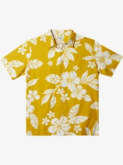Quiksilver Shirts & Polos|Waterman Aqua Flower Short Sleeve Shirt Oil Yeallow Aqua Flowers