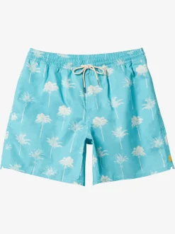 Quiksilver Elastic Waist|Waterman Cliffside 17" Elastic Waist Shorts Scuba Blue Amazed Palm