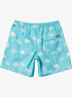 Quiksilver Elastic Waist|Waterman Cliffside 17" Elastic Waist Shorts Scuba Blue Amazed Palm