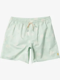 Quiksilver Elastic Waist|Waterman Cliffside 17" Elastic Waist Shorts Subtle Green Amazed Palm