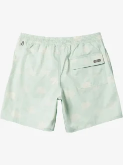 Quiksilver Elastic Waist|Waterman Cliffside 17" Elastic Waist Shorts Subtle Green Amazed Palm
