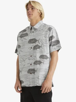 Quiksilver Shirts & Polos|Waterman Dive Sites Woven Shirt Harbor Mist Dive Sites