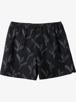 Quiksilver Elastic Waist|Waterman Ginger Stalks Volleys Black Ginger Stalks