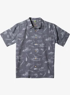 Quiksilver Shirts & Polos|Waterman Line Spinner Short Sleeve Shirt Black Line Spinner