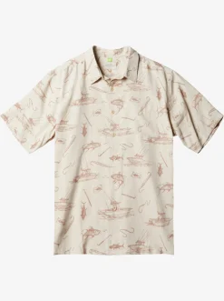 Quiksilver Shirts & Polos|Waterman Line Spinner Short Sleeve Shirt Brown Rice Line Spinner
