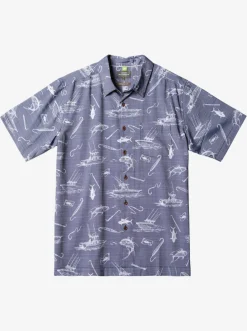 Quiksilver Shirts & Polos|Waterman Line Spinner Short Sleeve Shirt Medieval Blue Line Spinner