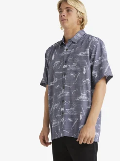 Quiksilver Shirts & Polos|Waterman Line Spinner Short Sleeve Shirt Medieval Blue Line Spinner