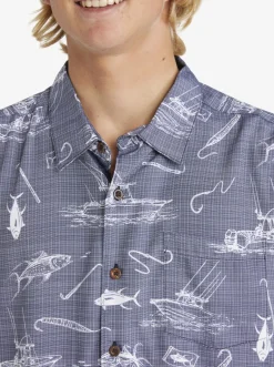 Quiksilver Shirts & Polos|Waterman Line Spinner Short Sleeve Shirt Medieval Blue Line Spinner