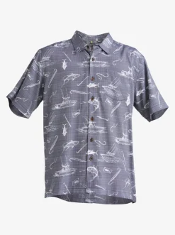 Quiksilver Shirts & Polos|Waterman Line Spinner Short Sleeve Shirt Medieval Blue Line Spinner