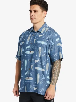 Quiksilver Shirts & Polos|Waterman Long Boards Woven Shirt Longboards Ensign Blue