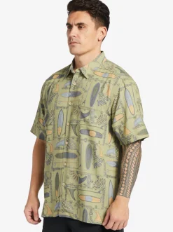 Quiksilver Shirts & Polos|Waterman Long Boards Woven Shirt Tea Longboards