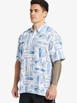 Quiksilver Shirts & Polos|Waterman Long Boards Woven Shirt White Longboards