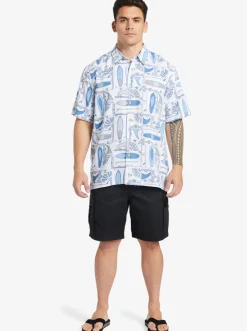 Quiksilver Shirts & Polos|Waterman Long Boards Woven Shirt White Longboards