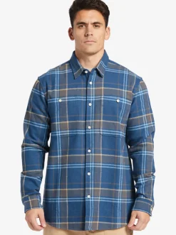 Quiksilver Shirts & Polos|Waterman Lower Ridge Flannel Long Sleeve Top Ensign Blue Lower Ridge