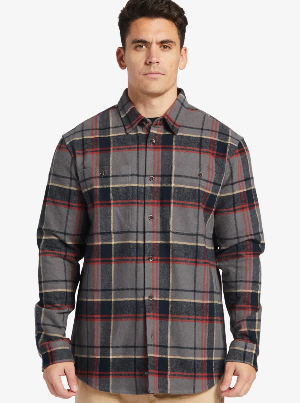 Quiksilver Shirts & Polos|Waterman Lower Ridge Flannel Long Sleeve Top Granite Grey Lower Ridge