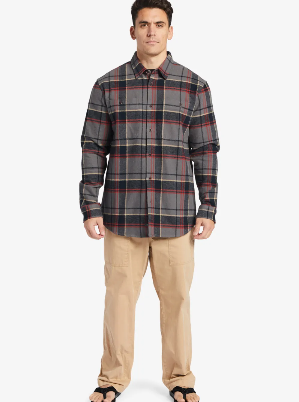 Quiksilver Shirts & Polos|Waterman Lower Ridge Flannel Long Sleeve Top Granite Grey Lower Ridge