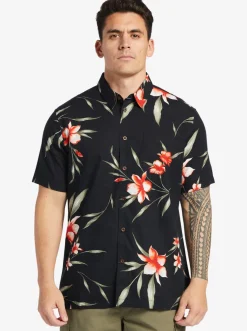 Quiksilver Shirts & Polos|Waterman Night Bloomer Woven Shirt Black Night Bloomer