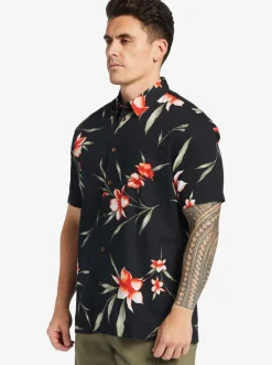Quiksilver Shirts & Polos|Waterman Night Bloomer Woven Shirt Black Night Bloomer