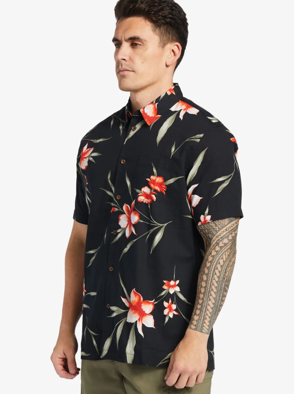 Quiksilver Shirts & Polos|Waterman Night Bloomer Woven Shirt Black Night Bloomer