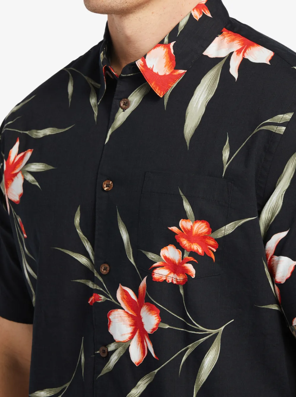 Quiksilver Shirts & Polos|Waterman Night Bloomer Woven Shirt Black Night Bloomer