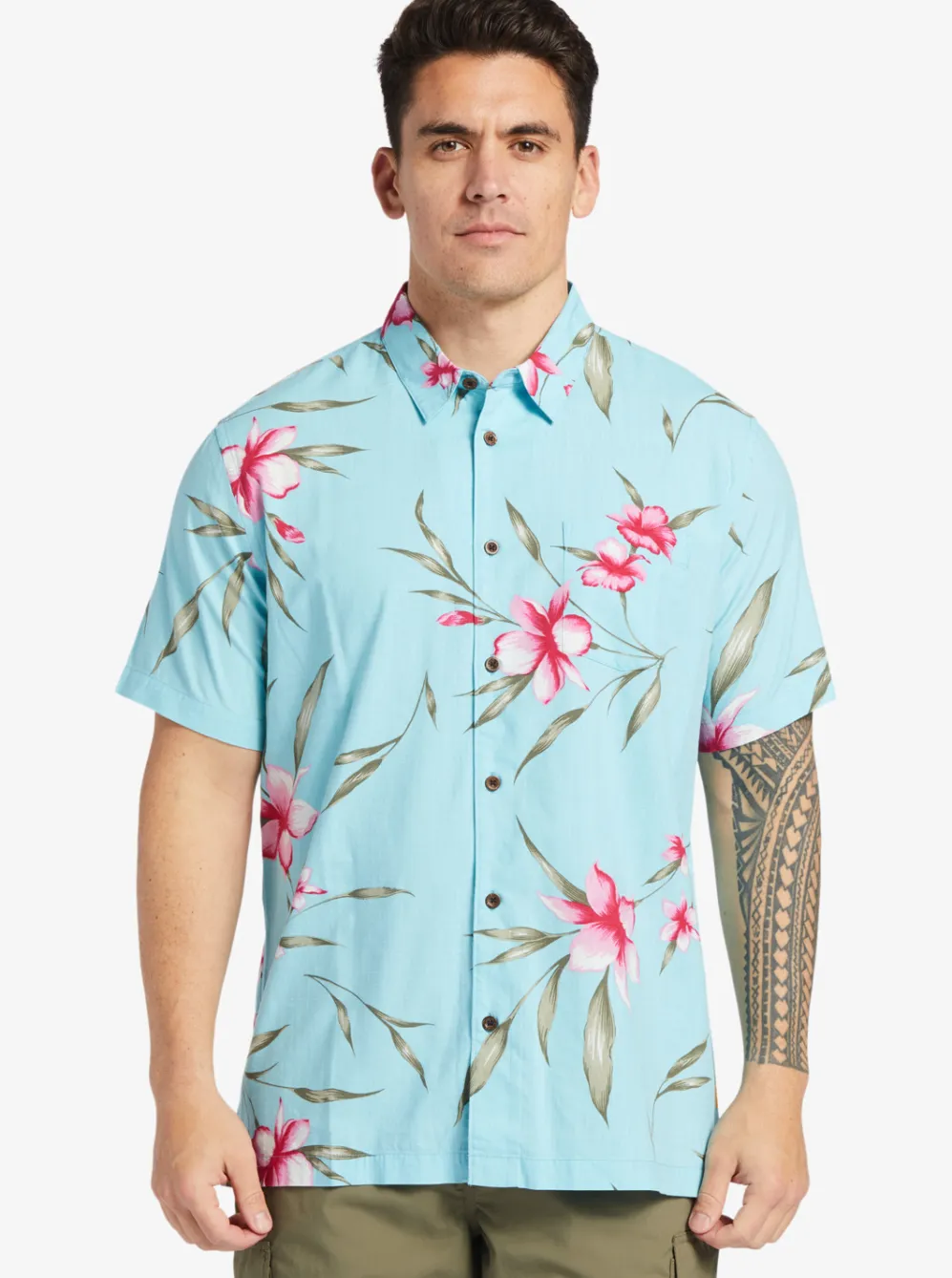 Quiksilver Shirts & Polos|Waterman Night Bloomer Woven Shirt Gulf Stream Night Bloomer