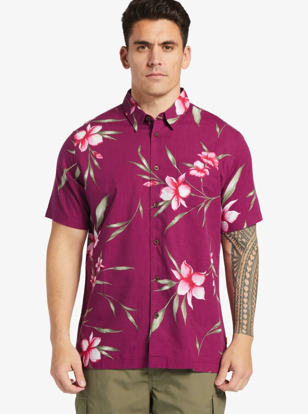 Quiksilver Shirts & Polos|Waterman Night Bloomer Woven Shirt Magenta Night Bloomer