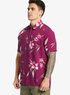Quiksilver Shirts & Polos|Waterman Night Bloomer Woven Shirt Magenta Night Bloomer