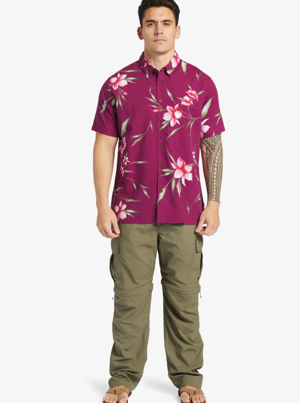 Quiksilver Shirts & Polos|Waterman Night Bloomer Woven Shirt Magenta Night Bloomer