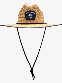 Quiksilver Hats|Waterman Outsider Straw Lifeguard Hat Medieval Blue Line Spinner