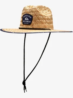 Quiksilver Hats|Waterman Outsider Straw Lifeguard Hat Medieval Blue Line Spinner