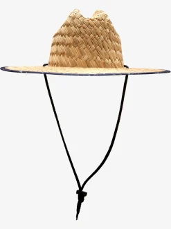 Quiksilver Hats|Waterman Outsider Straw Lifeguard Hat Medieval Blue Line Spinner