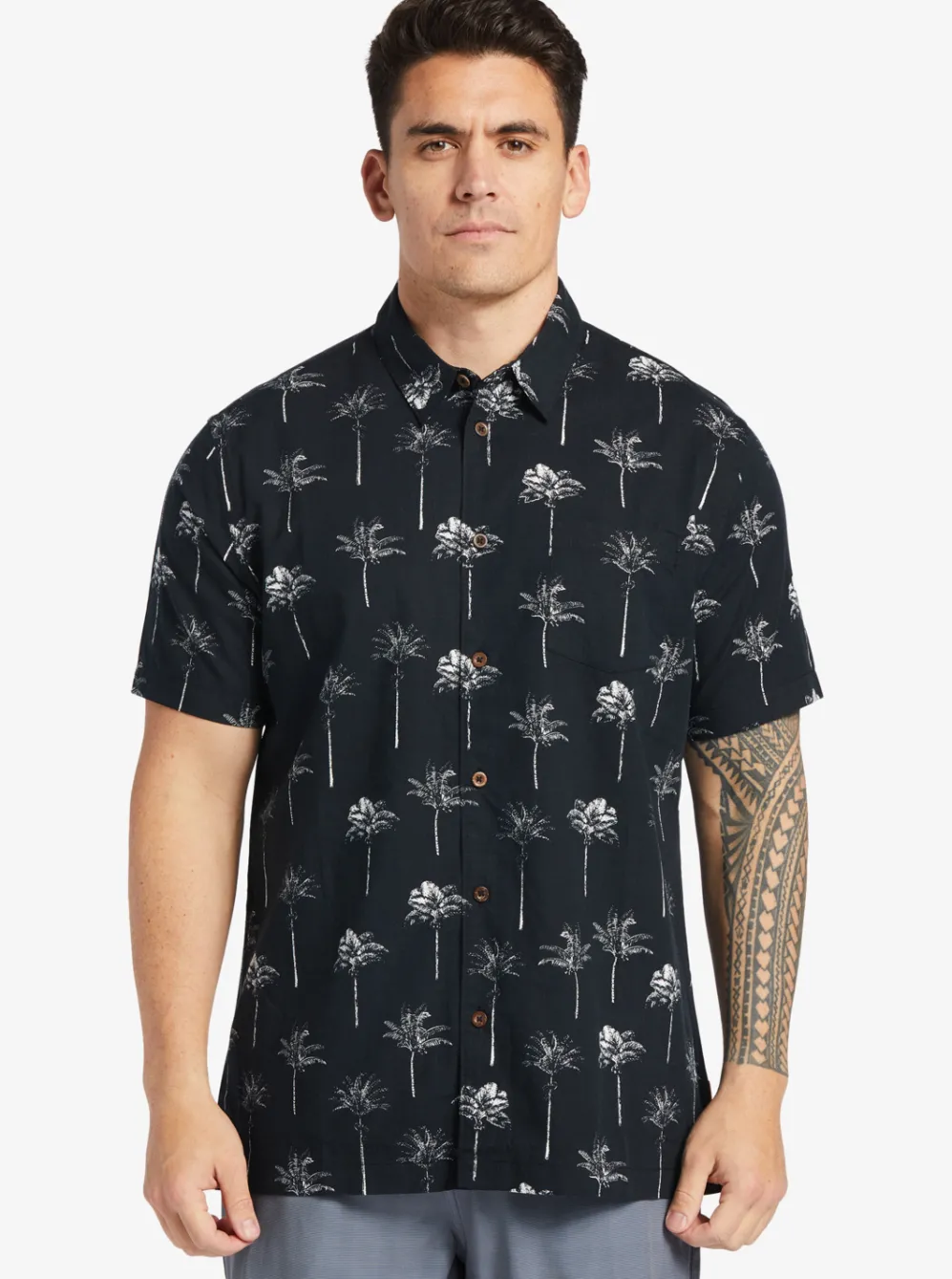 Quiksilver Shirts & Polos|Waterman Palm Friday Woven Shirt Black Palm Friday