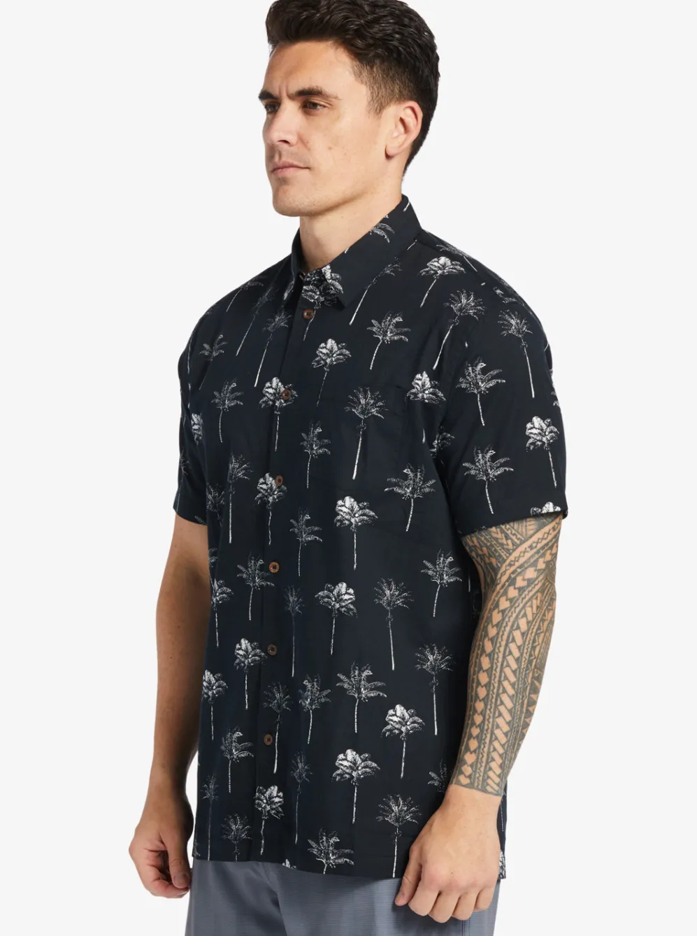 Quiksilver Shirts & Polos|Waterman Palm Friday Woven Shirt Black Palm Friday