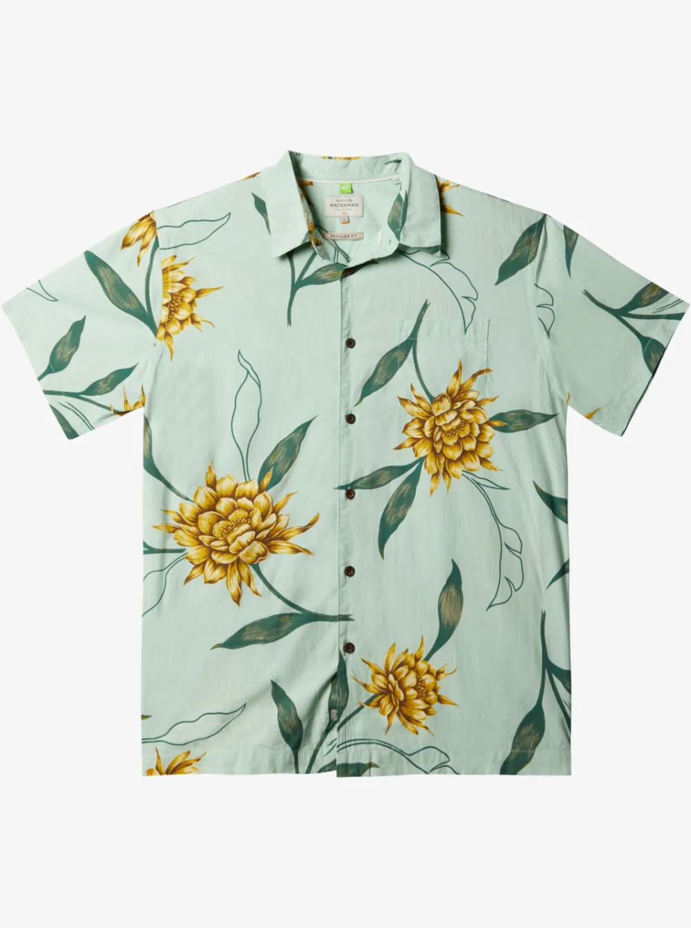 Quiksilver Shirts & Polos|Waterman Perfect Bloom Short Sleeve Shirt Subtle Green Perfect Bloom