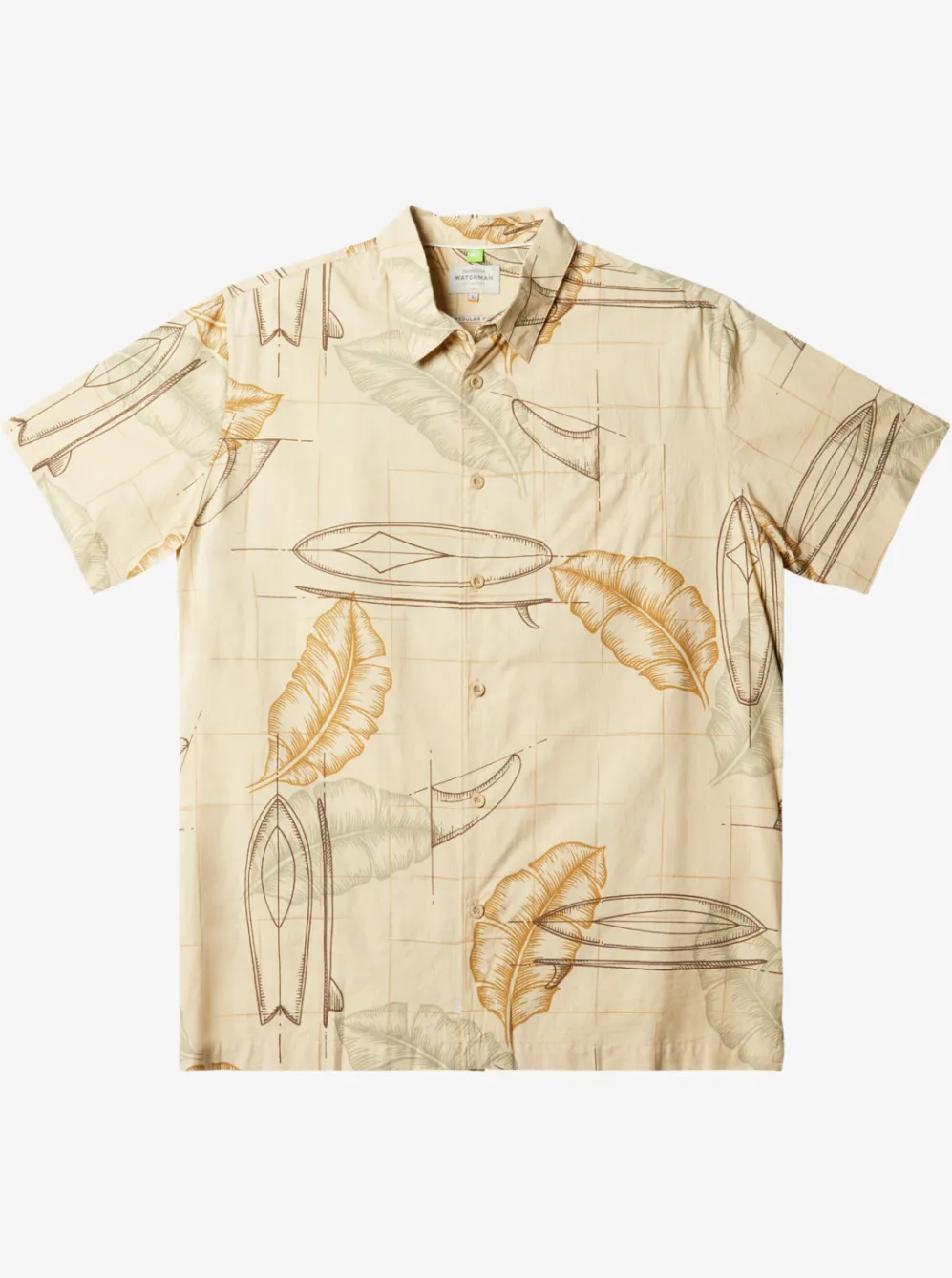 Quiksilver Shirts & Polos|Waterman Right Point Short Sleeve Shirt Brown Rice Right Point