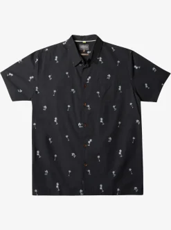 Quiksilver Shirts & Polos|Waterman Sail Palm Short Sleeve Shirt Black Sail Palms
