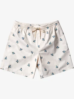 Quiksilver Elastic Waist|Waterman Small Pedals 17" Volleys Antique White Small Pedals V